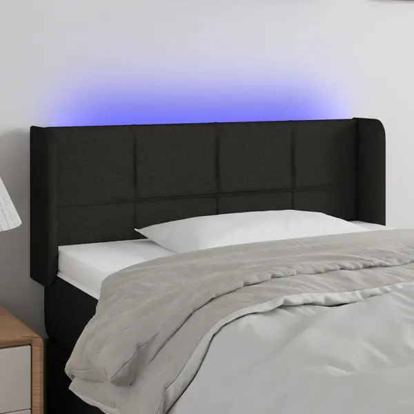 Gossi tablie de pat cu led, negru, 83x16x78/88 cm, textil