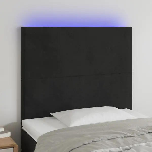 Gossi tablie de pat cu led, negru, 90x5x118/128 cm, catifea