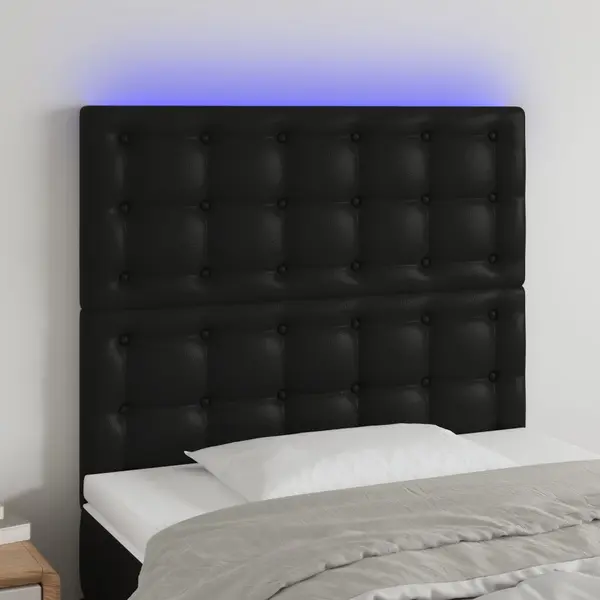 Gossi tablie de pat cu led, negru, 90x5x118/128 cm, catifea