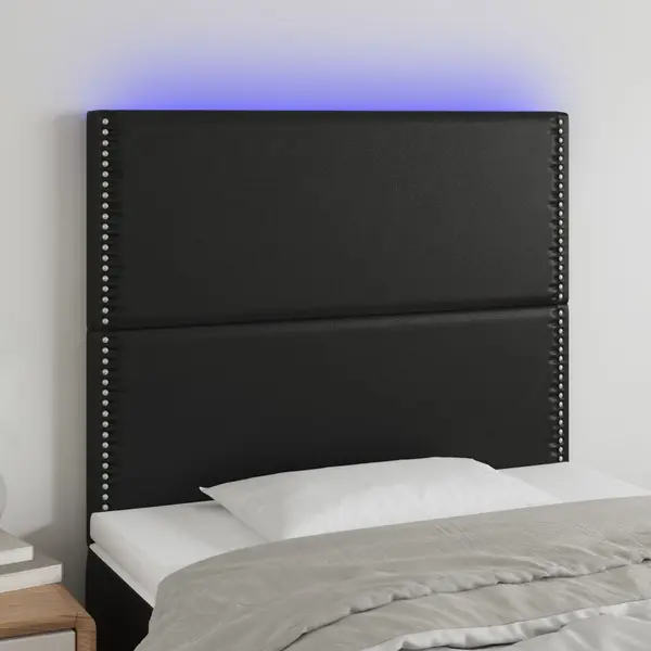 Gossi tablie de pat cu led, negru, 90x5x118/128 cm, piele ecologica