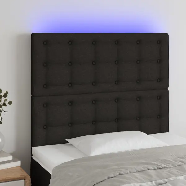 Gossi tablie de pat cu led, negru, 90x5x118/128 cm, textil