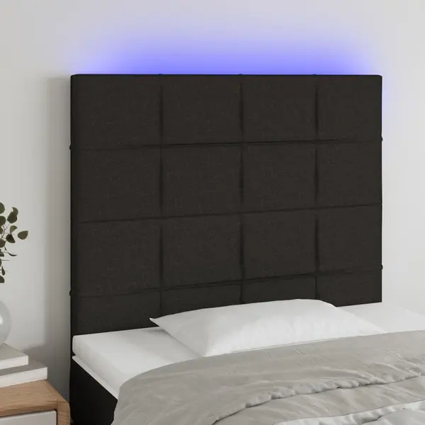 Gossi tablie de pat cu led, negru, 90x5x118/128 cm, textil