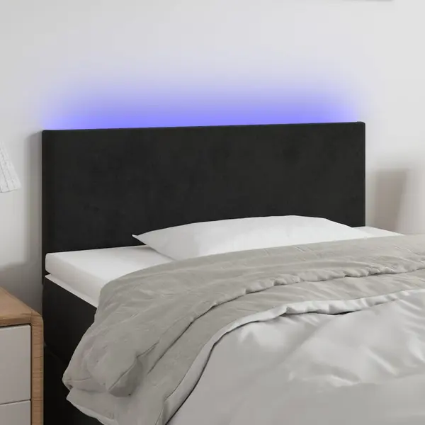 Gossi tablie de pat cu led, negru, 90x5x78/88 cm, catifea
