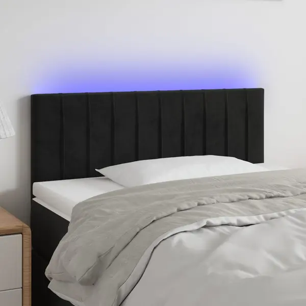 Gossi tablie de pat cu led, negru, 90x5x78/88 cm, catifea