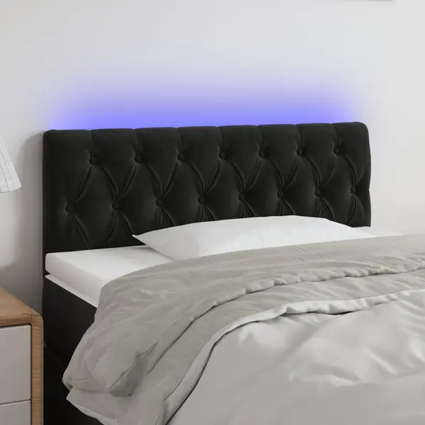 Gossi tablie de pat cu led, negru, 90x7x78/88 cm, catifea