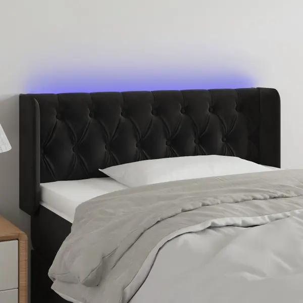 Gossi tablie de pat cu led, negru, 93x16x78/88 cm, catifea