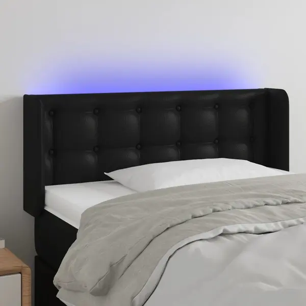 Gossi tablie de pat cu led, negru, 93x16x78/88 cm, piele ecologica