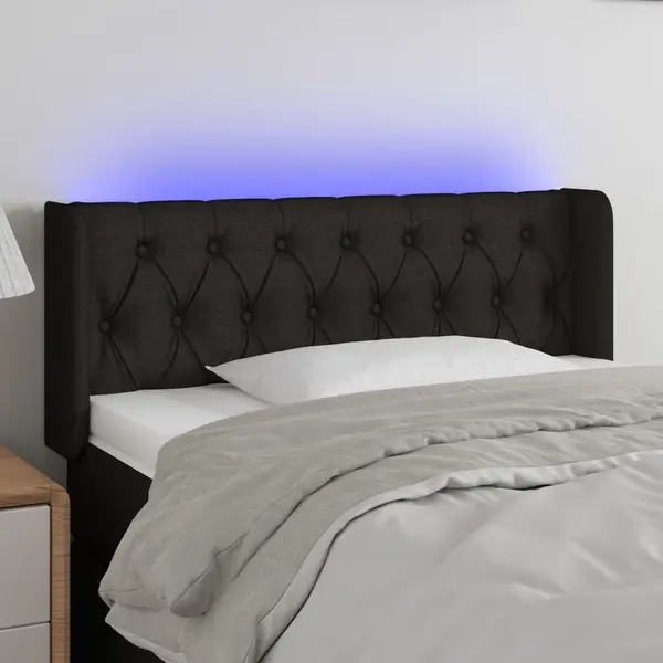 Gossi tablie de pat cu led, negru, 93x16x78/88 cm, textil