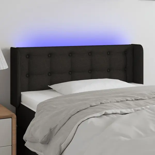Gossi tablie de pat cu led, negru, 93x16x78/88 cm, textil