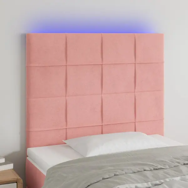 Gossi tablie de pat cu led, roz, 100x5x118/128 cm, catifea