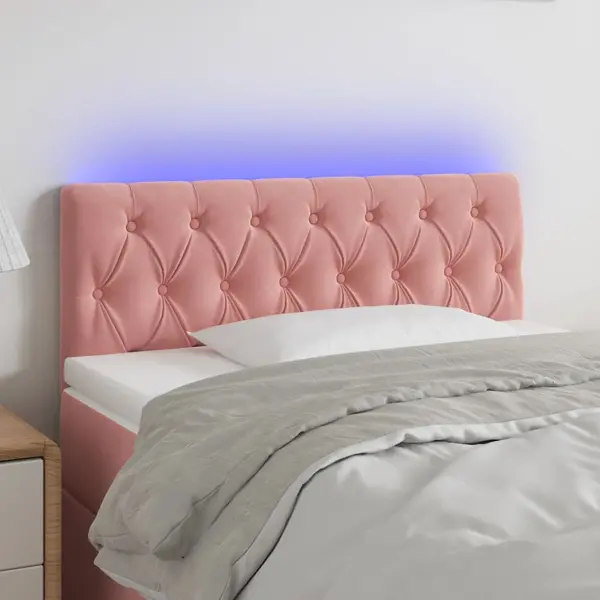 Gossi tablie de pat cu led, roz, 100x7x78/88 cm, catifea