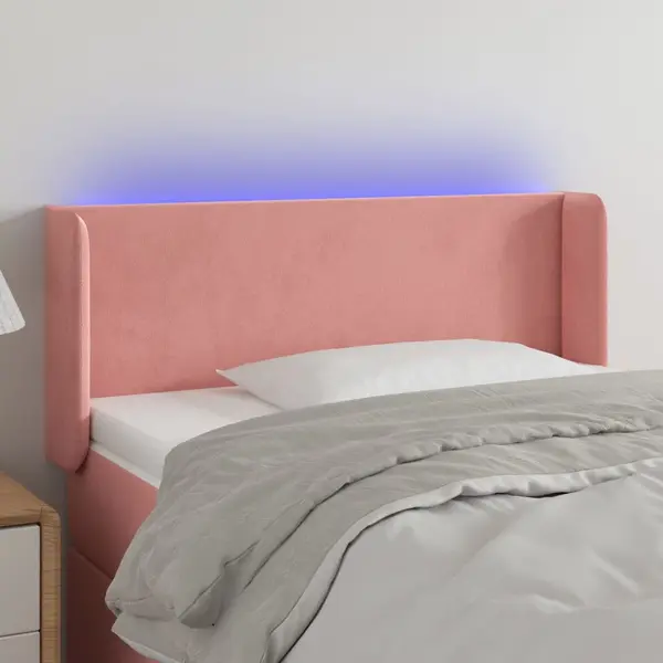 Gossi tablie de pat cu led, roz, 103x16x78/88 cm, catifea