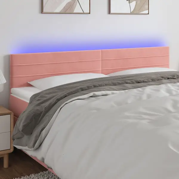 Gossi tablie de pat cu led, roz, 180x5x78/88 cm, catifea
