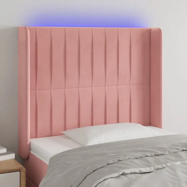 Gossi tablie de pat cu led, roz, 83x16x118/128 cm, catifea