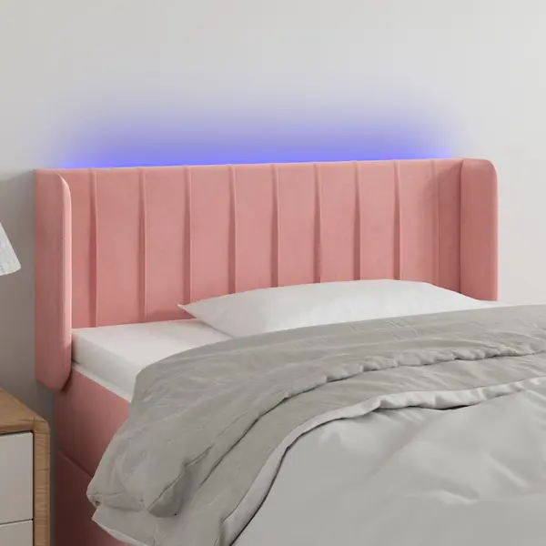 Gossi tablie de pat cu led, roz, 83x16x78/88 cm, catifea