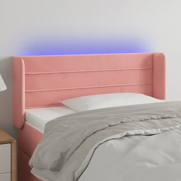 Gossi tablie de pat cu led, roz, 83x16x78/88 cm, catifea