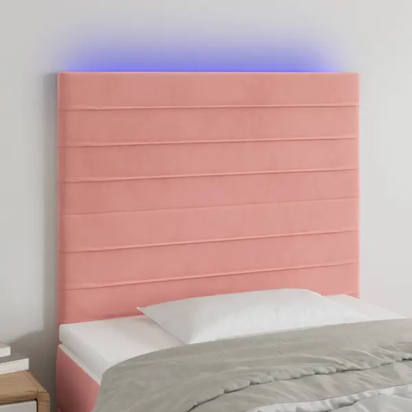 Gossi tablie de pat cu led, roz, 90x5x118/128 cm, catifea