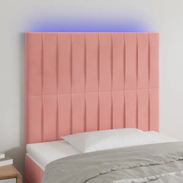 Gossi tablie de pat cu led, roz, 90x5x118/128 cm, catifea