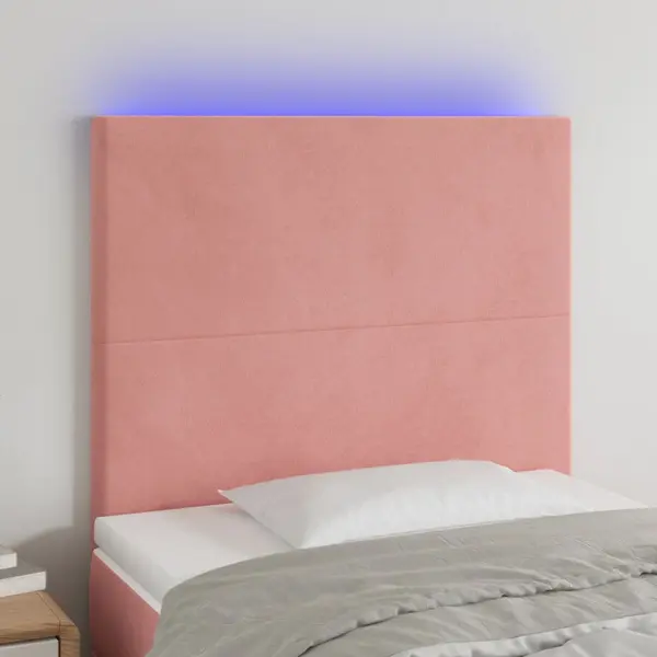 Gossi tablie de pat cu led, roz, 90x5x118/128 cm, catifea
