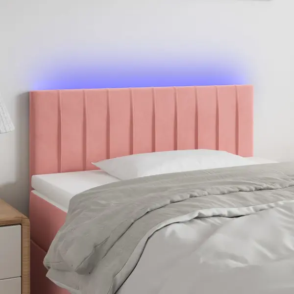 Gossi tablie de pat cu led, roz, 90x5x78/88 cm, catifea