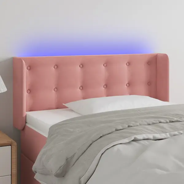 Gossi tablie de pat cu led, roz, 93x16x78/88 cm, catifea