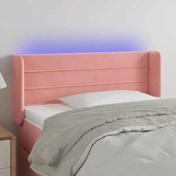 Gossi tablie de pat cu led, roz, 93x16x78/88 cm, catifea