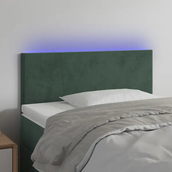Gossi tablie de pat cu led, verde inchis, 100x5x78/88 cm, catifea