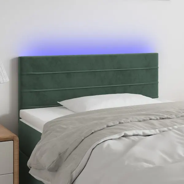Gossi tablie de pat cu led, verde inchis, 100x5x78/88 cm, catifea