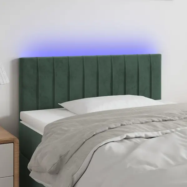 Gossi tablie de pat cu led, verde inchis, 100x5x78/88 cm, catifea