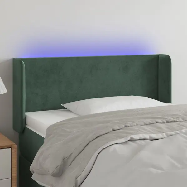 Gossi tablie de pat cu led, verde inchis, 103x16x78/88 cm, catifea