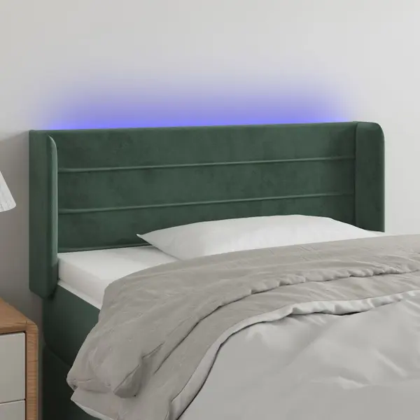 Gossi tablie de pat cu led, verde inchis, 103x16x78/88 cm, catifea