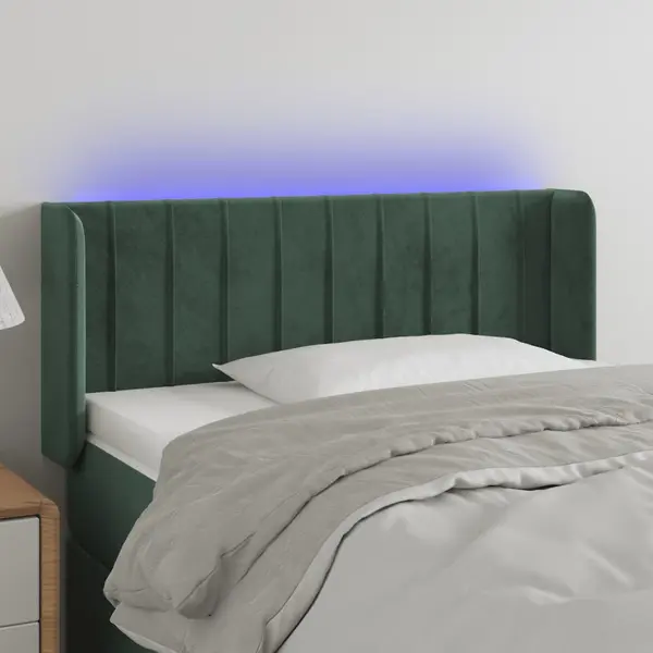 Gossi tablie de pat cu led, verde inchis, 103x16x78/88 cm, catifea