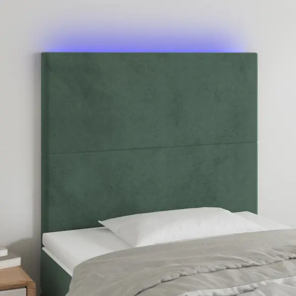 Gossi tablie de pat cu led, verde inchis, 80x5x118/128 cm, catifea