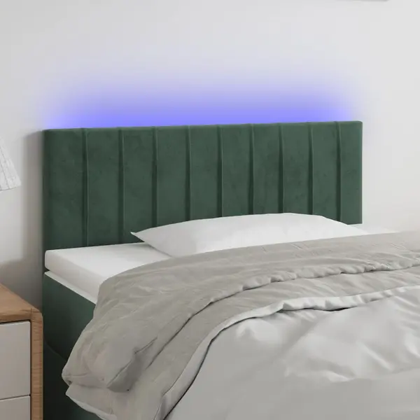 Gossi tablie de pat cu led, verde inchis, 90x5x78/88 cm, catifea