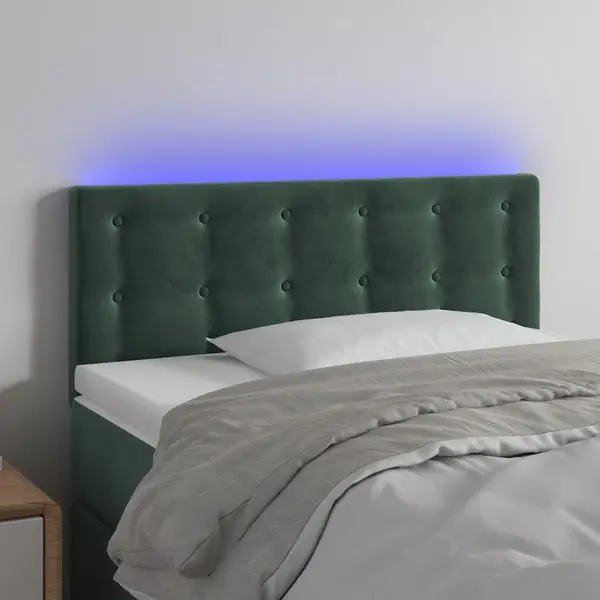 Gossi tablie de pat cu led, verde inchis, 90x5x78/88 cm, catifea