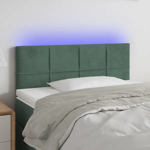 Gossi tablie de pat cu led, verde inchis, 90x5x78/88 cm, catifea