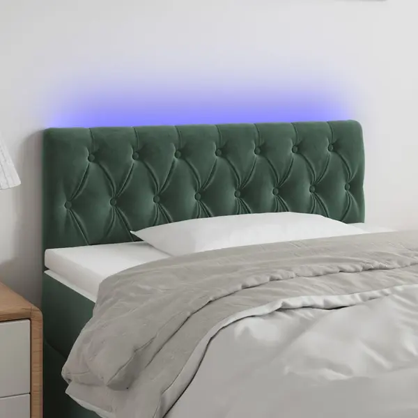 Gossi tablie de pat cu led, verde inchis, 90x7x78/88 cm, catifea