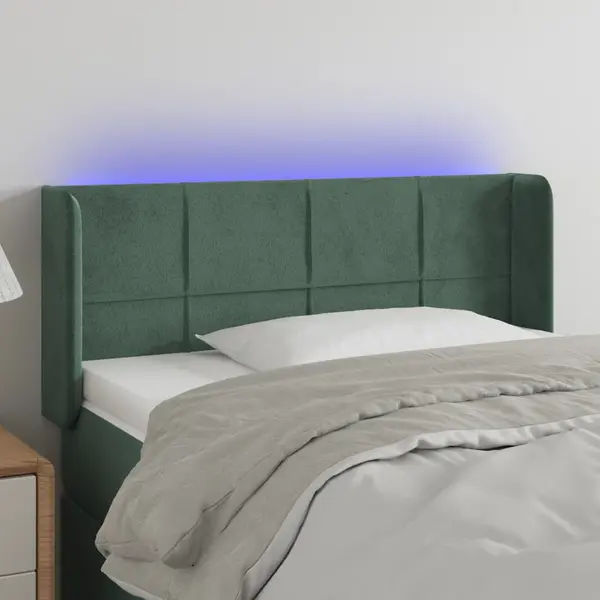 Gossi tablie de pat cu led, verde inchis, 93x16x78/88 cm, catifea