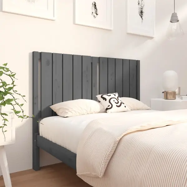 Gossi tablie de pat, gri, 125,5x4x100 cm, lemn masiv de pin