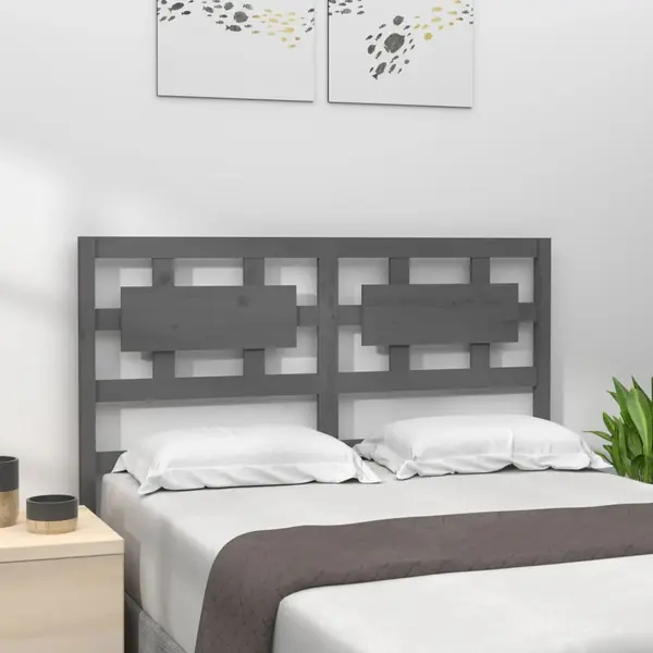Gossi tablie de pat, gri, 125,5x4x100 cm, lemn masiv de pin