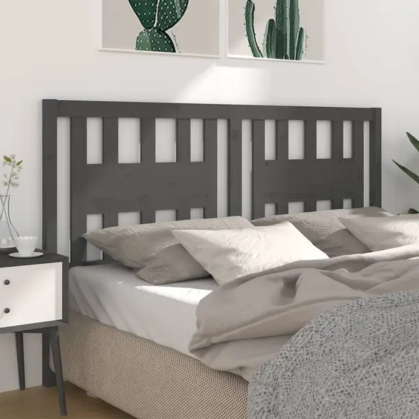 Gossi tablie de pat, gri, 126x4x100 cm, lemn masiv de pin