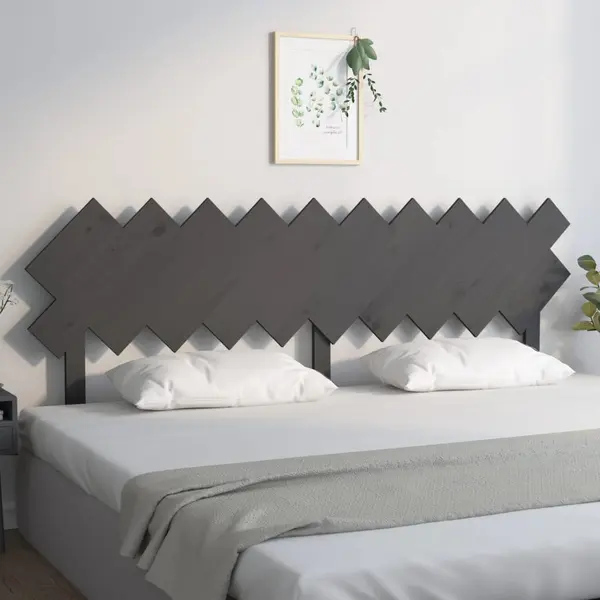 Gossi tablie de pat, gri, 196x3x80,5 cm, lemn masiv de pin