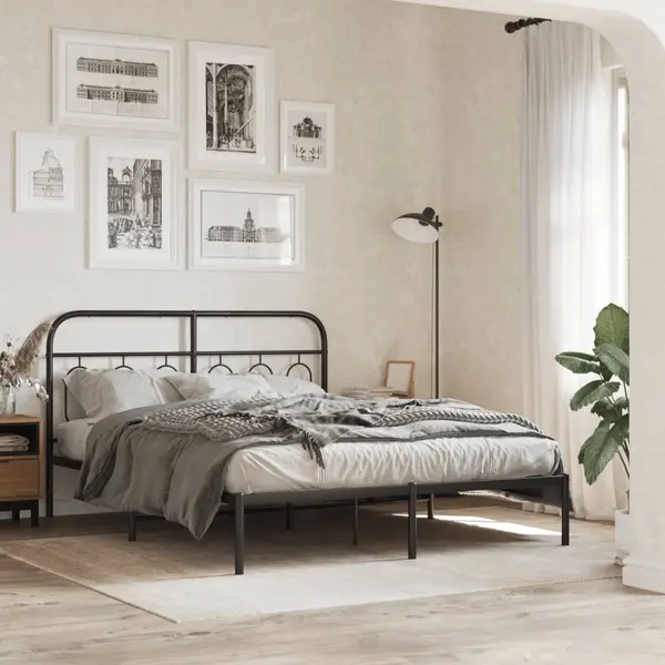 Gossi tablie de pat metalica, negru, 137 cm
