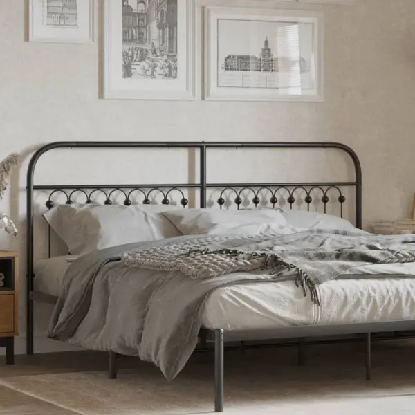 Gossi tablie de pat metalica, negru, 180 cm