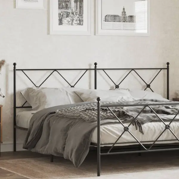 Gossi tablie de pat metalica, negru, 180 cm