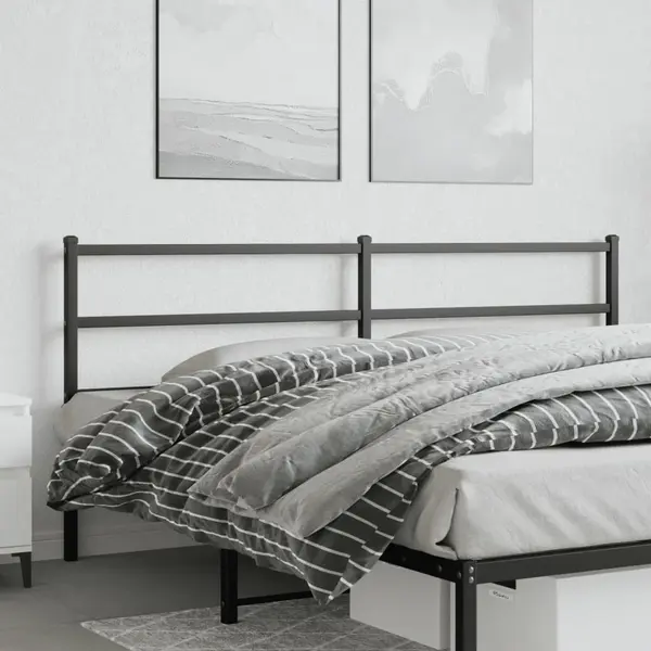 Gossi tablie de pat metalica, negru, 193 cm