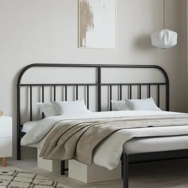 Gossi tablie de pat metalica, negru, 193 cm