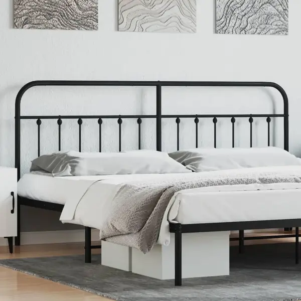 Gossi tablie de pat metalica, negru, 193 cm