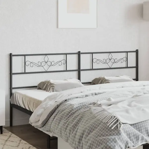 Gossi tablie de pat metalica, negru, 193 cm