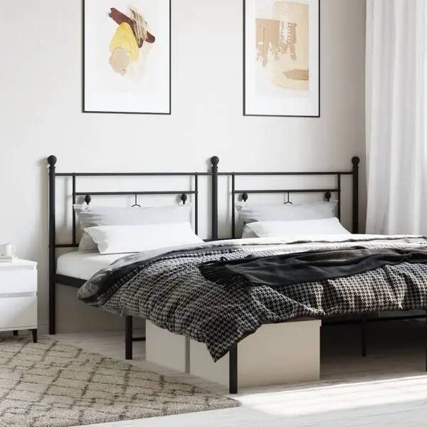 Gossi tablie de pat metalica, negru, 200 cm